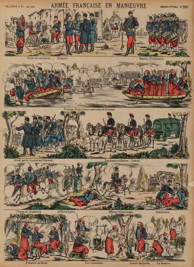Fransız Ordusu manevralarda (renkli gravür) by French School