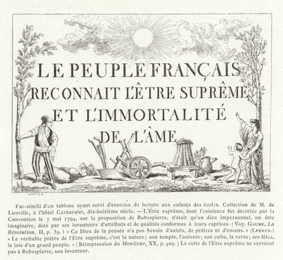 Fransız halkı Yüce Varlığı ve ruhun ölümsüzlüğünü tanır by French School