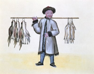 The Game Merchant, Pekin sokak aramaları üzerine bir kitaptan, c.1785 (kağıt üzerinde wc ve guaj) by French School