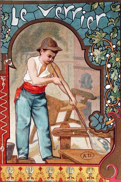Glassblower, c.1899 (renkli taş) by French School