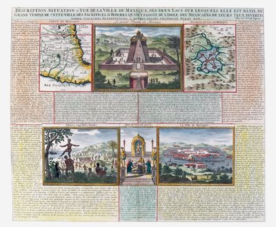 Büyük Tapınak, Meksika ve çevresinin haritaları (renkli gravür) by French School