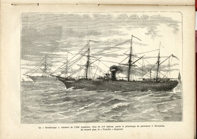 2.500 tonluk bir gemi olan 110 metre uzunluğundaki “Guadeloupe”, tövbe hac ziyaretini Kudüs'e taşıyor., Anonim, The Pilgrim by French School