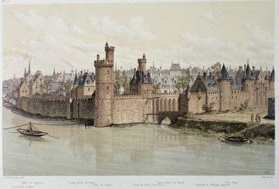 Otel ve Nesles Kulesi 1380'de - “Çağlar boyunca Paris”te, 19. yüzyılın sonlarında by French School