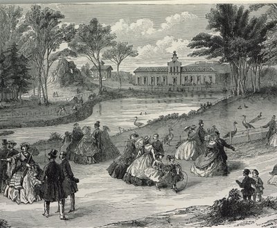 Jardin dAcclimatation, Paris, 1855 (bw gravür) by French School