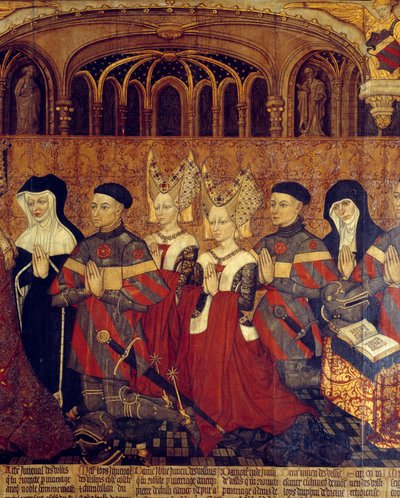 Ursinlerin Jouvenel Ailesi. Jean Juvenal ve prelatların kadın çocuklarından detay. Fransız Okulu ahşap boyama. 1443-1449. Güneş 1,3x3,5 m Paris, Orta Çağ ulusal müzesi, Thermes de Cluny by French School