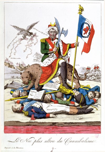 Yamyamlıkta Son Söz, Napolyon karşıtı karikatür, c.1815 by French School