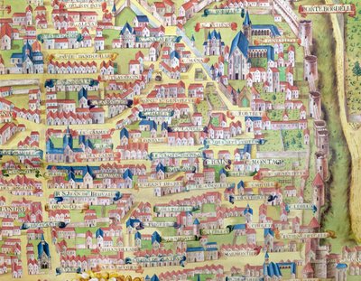 Montagne Sainte-Genevieve, Paris'in c.1540 planından detay, Plan de la Gouache, c.1860 by French School