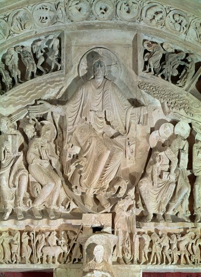 Pentekost, merkezi portalın kulak zarından, c.1120 by French School