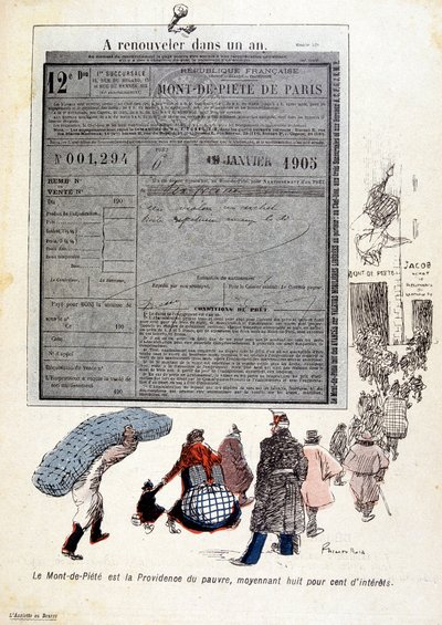 Dindarlık Dağı: Dindarlık Dağı, faizlerin yüzde sekiz yüzü için yoksulların takdiridir - “Tereyağı Tabağı”nda n¡du 03/06/1905 by French School