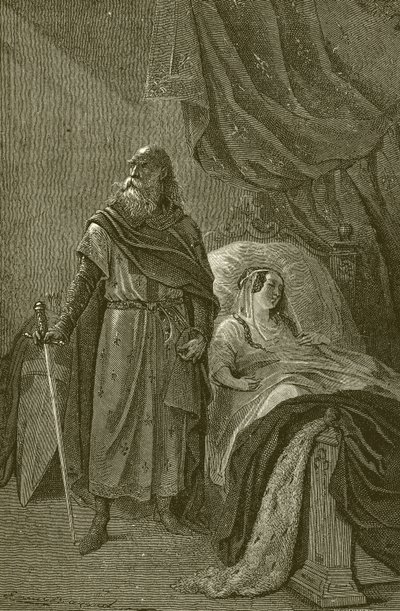 Kraliçe Margaret ve eski şövalye by French School