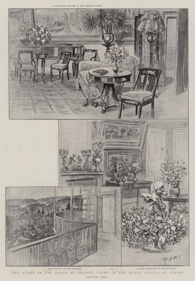 Güney Fransa'daki Kraliçe, Cimiez'deki Hotel Regina'dan Görünümler (litho) by French School