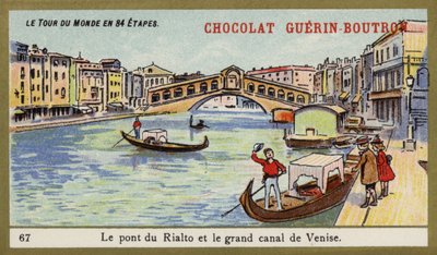 Rialto Köprüsü ve Venedik Büyük Kanalı (chromolitho) by French School