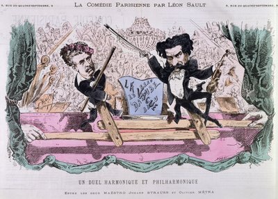 Valslerin Rakip Bestecileri, Johann Strauss the Younger (1825-99) ve Olivier Metra (1830-89), c.1870 by French School