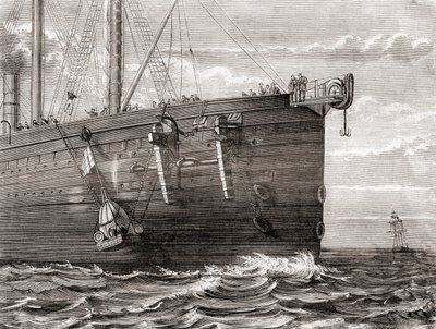 SS Great Eastern, kayıp bir transatlantik telgraf kablosunun yerini işaretlemek için denize bir şamandıra fırlatıyor by French School