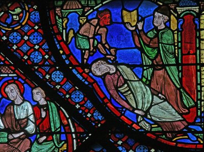 St James Penceresi: Filetus, Almogenes (Hermoniges) (w5) tarafından yapılan bir büyüyle bağlanmıştır. by French School
