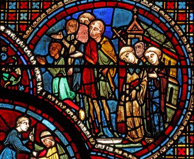 St Lubin penceresi: bir alay kiliseden ayrılıyor (w45) by French School