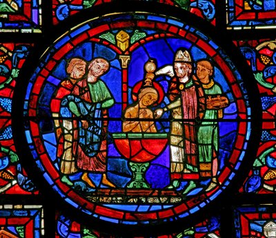 St Martin penceresi: azizlerin vaftizi (w20) by French School
