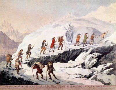 İsviçreli doğa bilimci Horace Benedict (Horace-Benedict) Saussure (1740-1799) ve Fransız dağ rehberi Jacques Balmat, Ağustos 1787