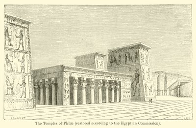 Mısır Komisyonuna göre restore edilmiş Philae Tapınakları (gravür) by French School