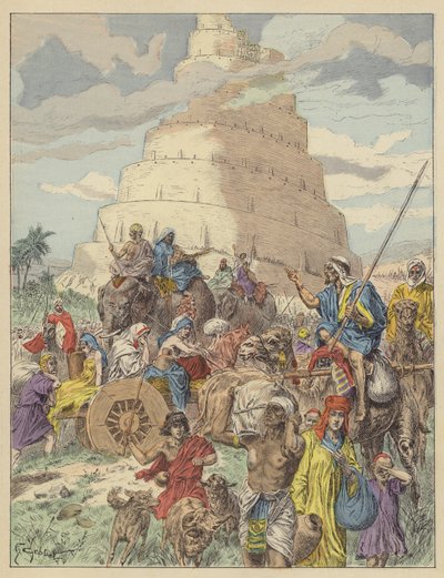 Babil Kulesi (renkli taş) by French School