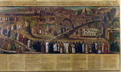 The Two Paths of Religion, Protestanlık ve Katoliklik arasındaki ayrımın tasviri (ayrıca bkz. 174606 ve 174607) by French School