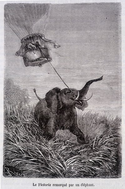 Bir fil tarafından çekilen Victoria - Jules Verne