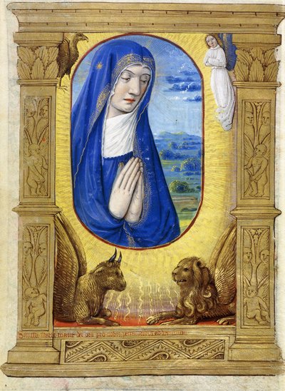 The Virgin Praying, c.1500 (parşömen üzerine boya ve mürekkep) by French School