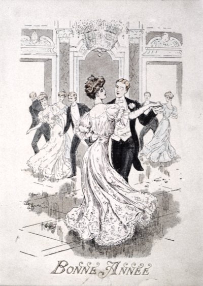 Vals, Fransız Yeni Yıl kartı, 19. yüzyılın sonlarında by French School