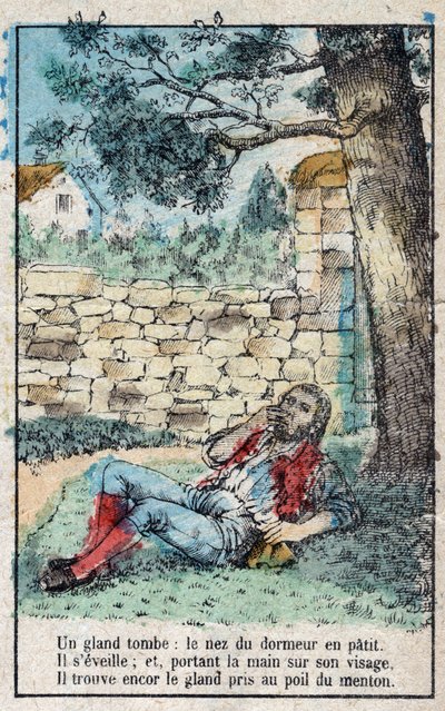 Meşe palamudu ve balkabağı. Jean de La Fontaine (1621-95) Masalları. 19. yüzyılın sonundan Epinal