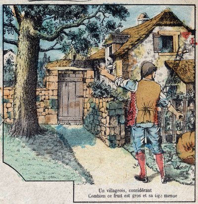 Meşe palamudu ve balkabağı. Jean de La Fontaine (1621-95) Masalları. 19. yüzyılın sonundan Epinal