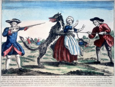 Askerler tarafından öldürülen Gevaudan canavarı by French School