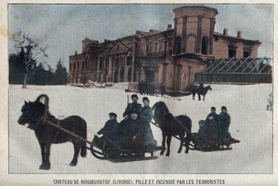 Ringmundtof kalesi, Livonia, Rus anarşist devrimciler tarafından yağma ve ateş. Rusya by French School