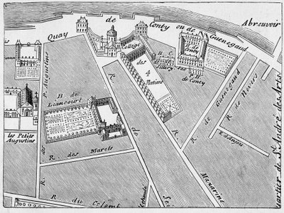 College des Quatre Nations bölgesi (Four Nations) ve J. de la Caille planında Conti-Fac-Simile oteli by French School