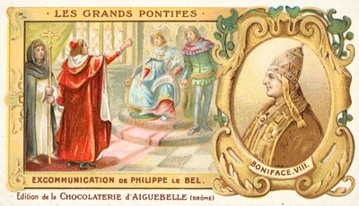 Fransa Kralı IV. Philip'in Papa Boniface VIII tarafından aforoz edilmesi by French School