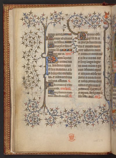Haç Saatleri'nin ilk yaprağı, Saatler Kitabı, Add MS 32454 f.8v, Fransa by French School