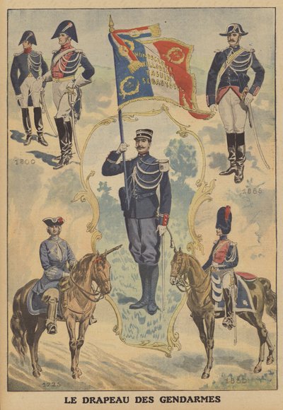 Fransız jandarmasının bayrağı (renkli taş) by French School