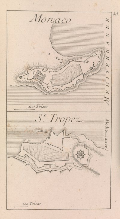 Monako ve Aziz Tropez surları , c.1760 (baskı) by French School