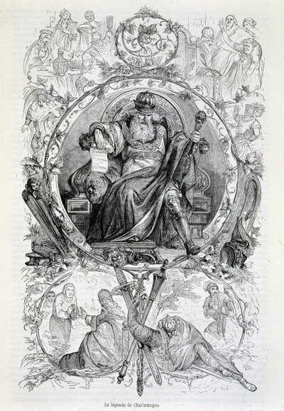 Charlemagne efsanesi, gravür by French School