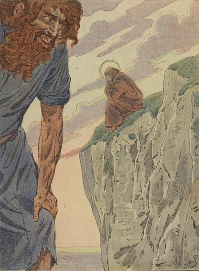 St Lawrence ve Dev Finn efsanesi (renkli taş) by French School