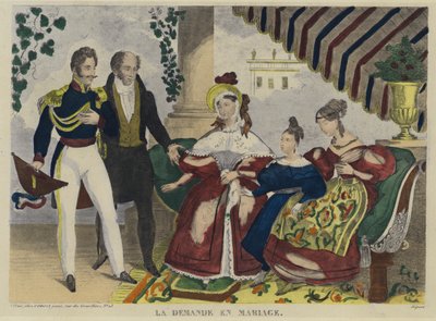 Evlilik teklifi (renkli lito) by French School