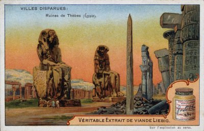 Kayıp şehirler: Thebes harabeleri (Mısır) - Liébig reklam çıkartması by French School