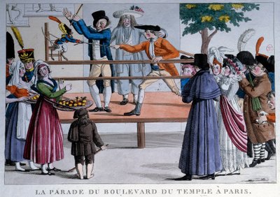Paris'teki boulevard du tapınağın geçit töreni. anonim litografi by French School
