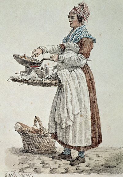 Sosis satıcısı, baskı, Fransa by French School