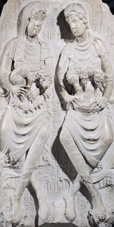 Aslan ve Koç burçları (mermer) by French School