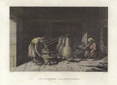 Damgalarına bakan sirkeci (renkli gravür) by French School
