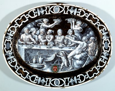 Fransız okulundan bakır üzerine boyanmış emayede Psyche Oval Plat