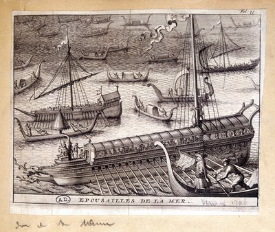 1706 yılında deniz ile Venedik Doge eşleri - gravür by French School