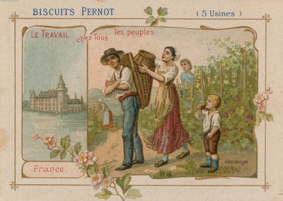 Bisküvi etiketindeki insanların çizimi by French School