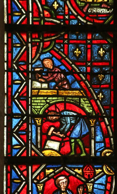 Theophilus bir kilise inşa ediyor by French School