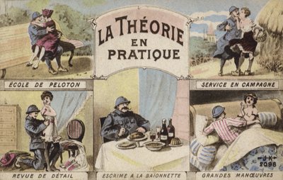 Teori ve pratik, romantizm ve askerlik (renkli taş) by French School